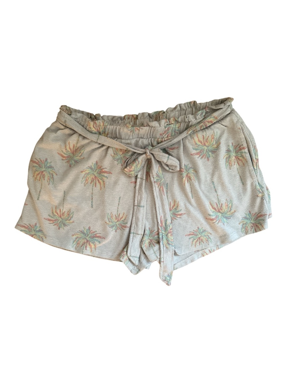 Vintage 90s Y2K Palm Tree Print Lounge Shorts Large pajamas coastal loungewear